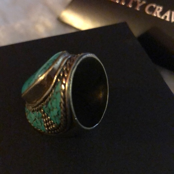 ᴍᴏᴅ ᴀʀᴛ ʀᴀᴡ ᴛᴜʀǫᴜᴏɪsᴇ ʀᴏᴄᴋ ʀɪɴɢ ɪɴ 925 - Picture 2 of 3